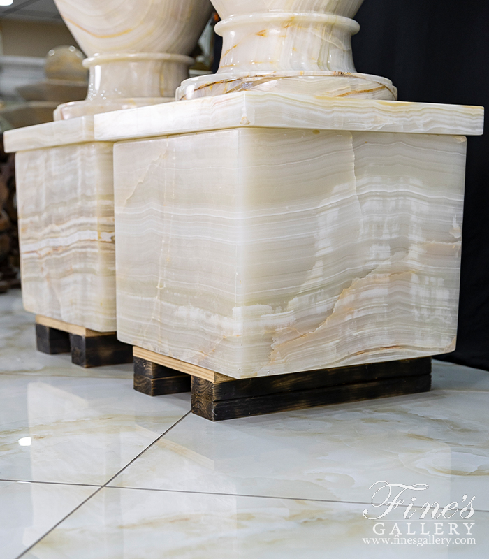 Marble Bases  - Stunning White Onyx Pedestal - MBS-295